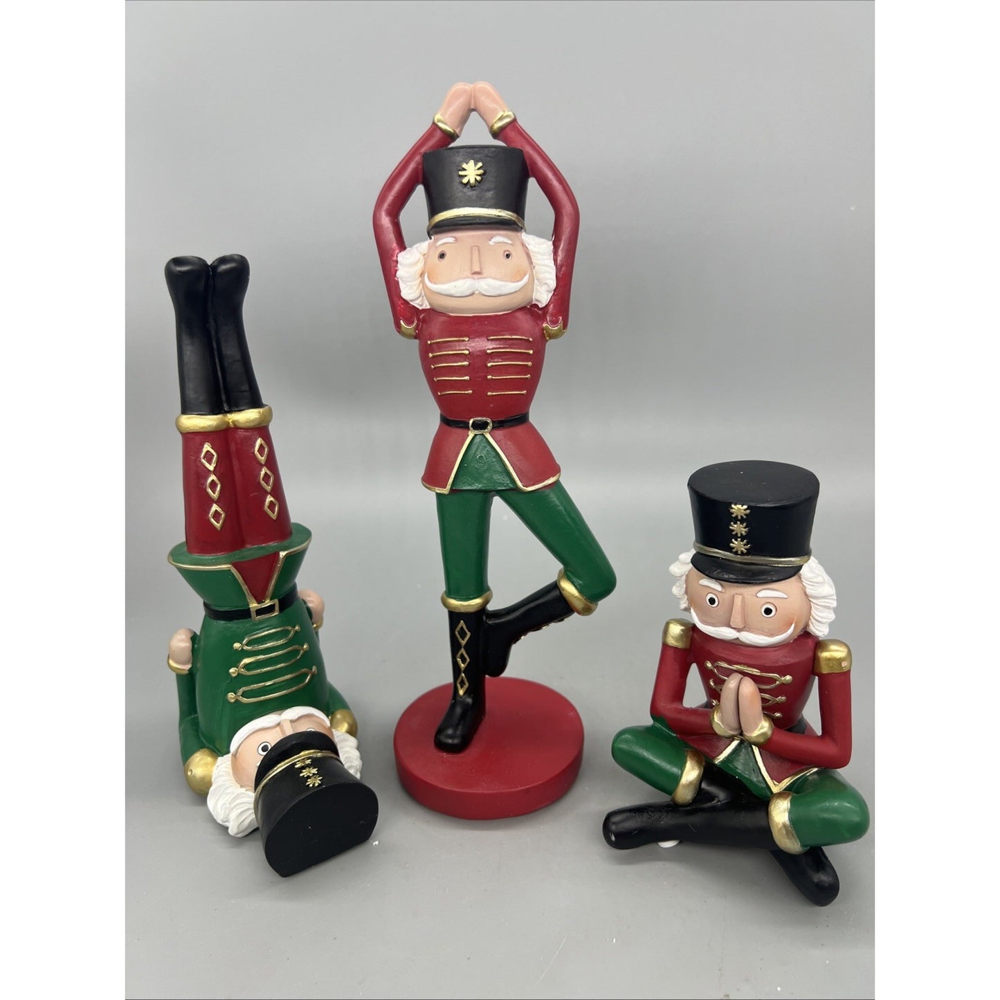 Red & Green Soldier Yoga (3 Asst) 5” 8” 10” Resin