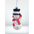 Vintage-Inspired 8" Glass Snowman Ornament With Red Scarf & Black Top Hat