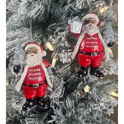 African American Santa Hanging Ornament With Lantern & Tree By Kurt Adler 3.75" Hand-Painted Christmas Decoration sold separately