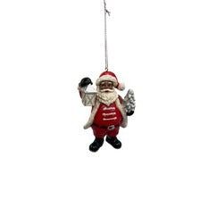 African American Santa Hanging Ornament With Lantern & Tree By Kurt Adler 3.75" Hand-Painted Christmas Decoration sold separately