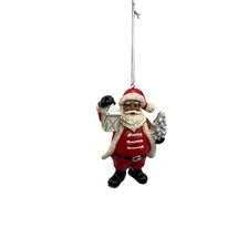 African American Santa Hanging Ornament With Lantern & Tree By Kurt Adler 3.75" Hand-Painted Christmas Decoration sold separately