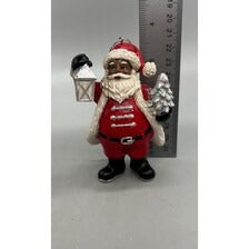 African American Santa Hanging Ornament With Lantern & Tree By Kurt Adler 3.75" Hand-Painted Christmas Decoration sold separately