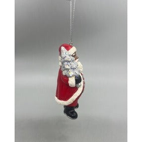 African American Santa Hanging Ornament With Lantern & Tree By Kurt Adler 3.75" Hand-Painted Christmas Decoration sold separately