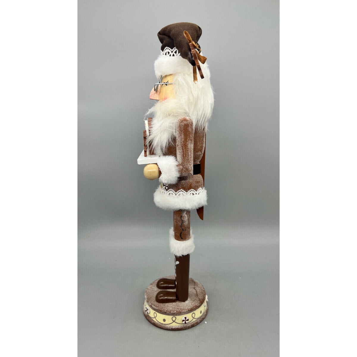 15” Hand Decorated Gingerbread Baker Christmas Nutcracker with Cookie Tray & Glasses
