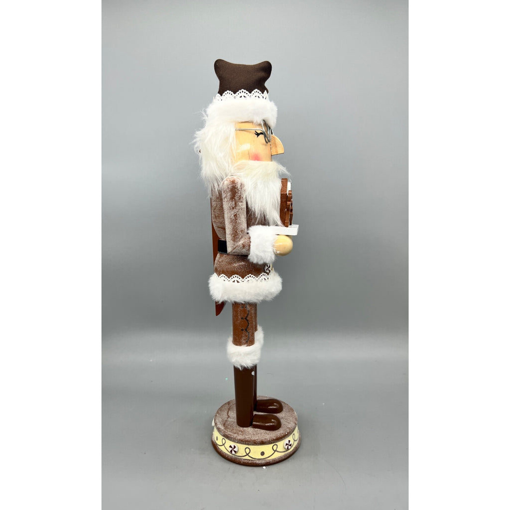 15” Hand Decorated Gingerbread Baker Christmas Nutcracker with Cookie Tray & Glasses