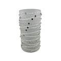 Frosted Glass Candle Sleeve With Silver Star & Bead Garland Design 8" Tall Elegant Decor