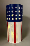 Patriotic LED Lantern Hand Finished 8” Red White Blue Table Decor 4th of July Light