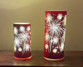Patriotic Firework Cylinder Lamps, Laser Cut Red LED Table Centerpiece