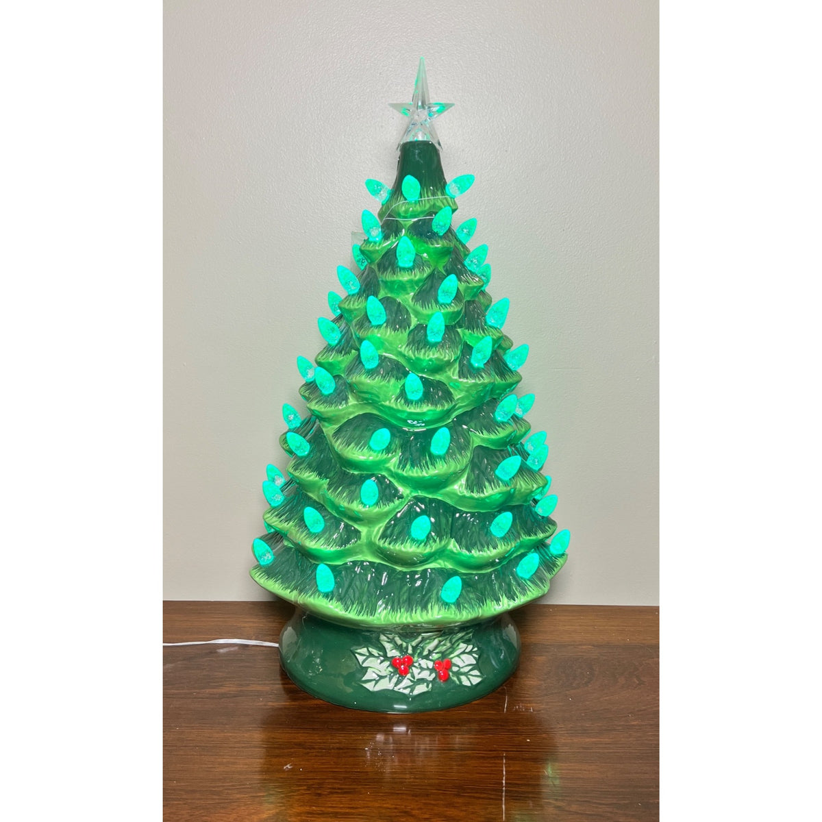 24” Lighted Ceramic Christmas Tree with Color-Changing LED Lights, Remote Control & Timer