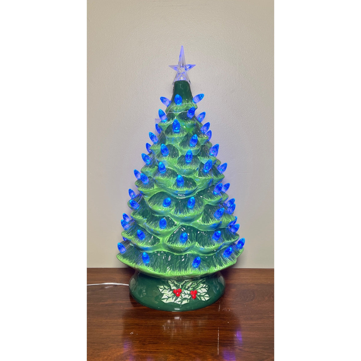 24” Lighted Ceramic Christmas Tree with Color-Changing LED Lights, Remote Control & Timer