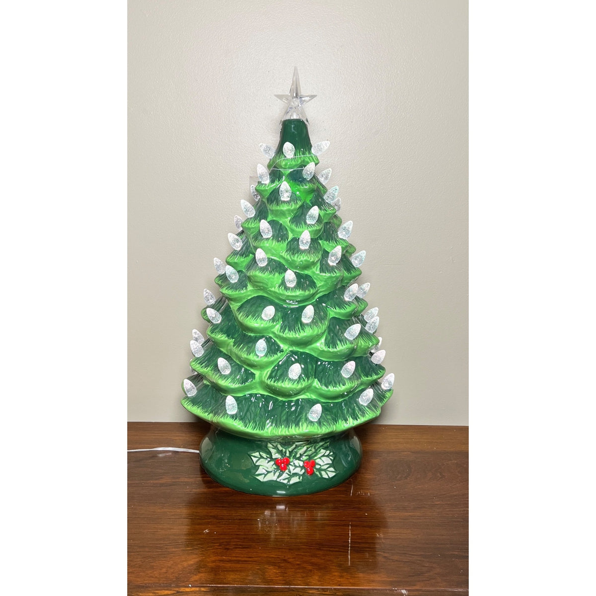 24” Lighted Ceramic Christmas Tree with Color-Changing LED Lights, Remote Control & Timer