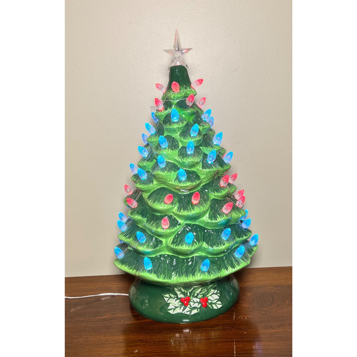 24” Lighted Ceramic Christmas Tree with Color-Changing LED Lights, Remote Control & Timer