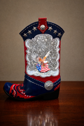 Patriotic Cowboy Boot Snow Globe, American Eagle And Flag