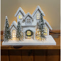 Hand Decorated Rustic Lighted Snowy Christmas Village House with LED Lights,