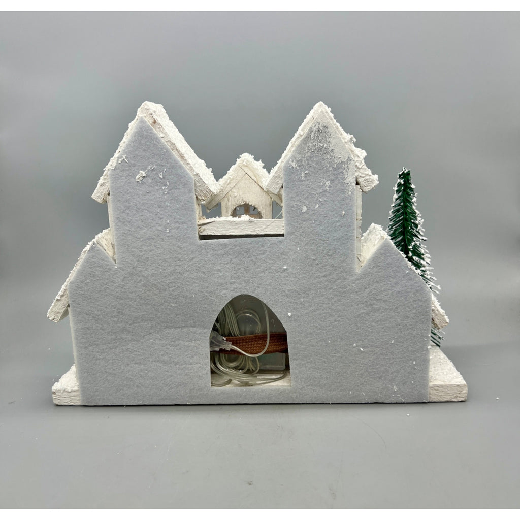 Hand Decorated Rustic Lighted Snowy Christmas Village House with LED Lights,