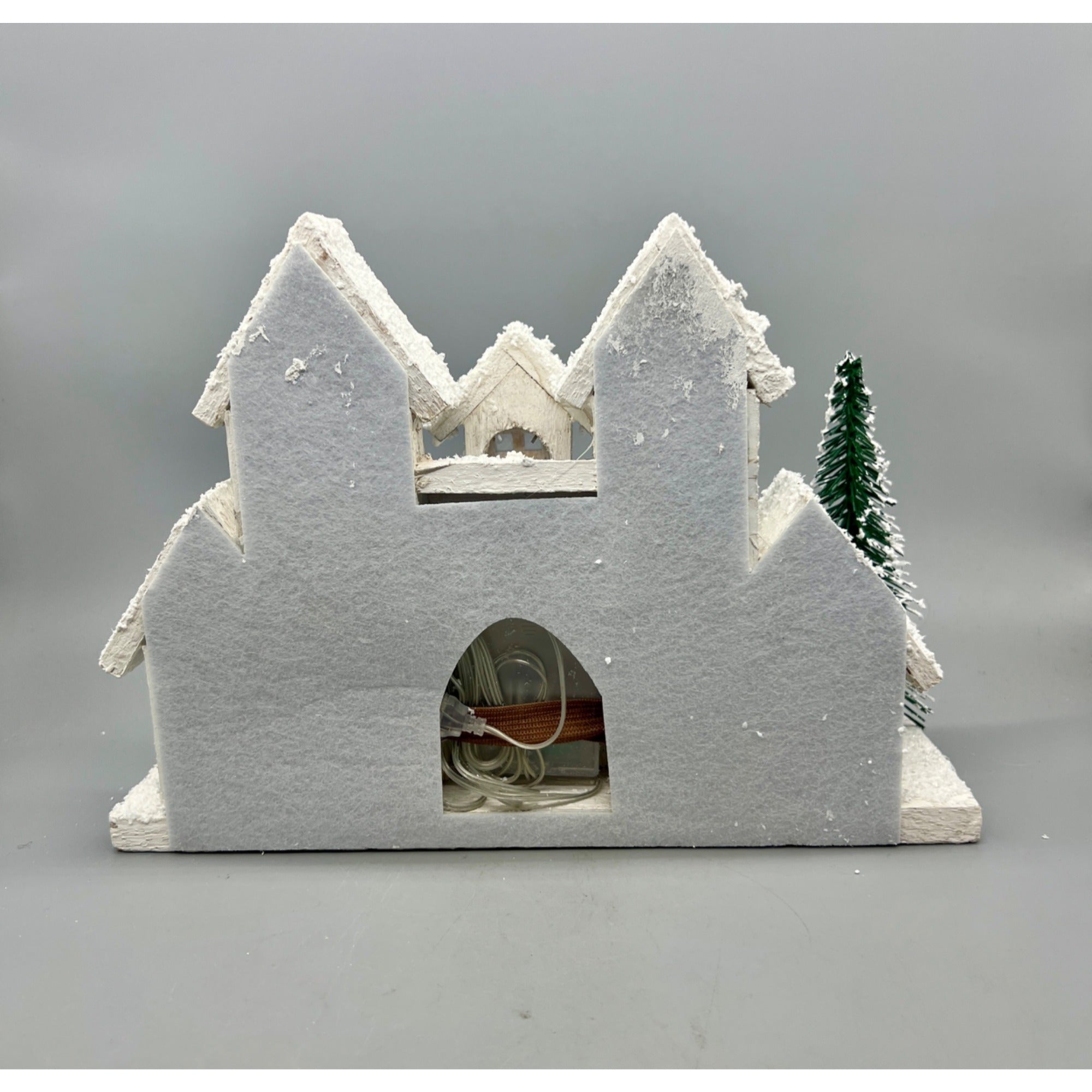 Hand Decorated Rustic Lighted Snowy Christmas Village House with LED Lights,