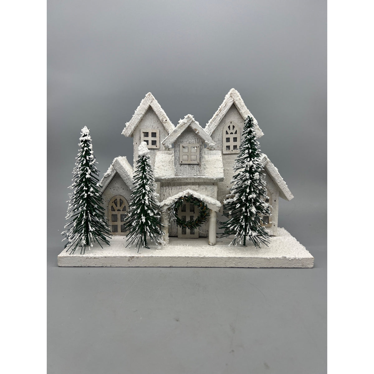 Hand Decorated Rustic Lighted Snowy Christmas Village House with LED Lights,