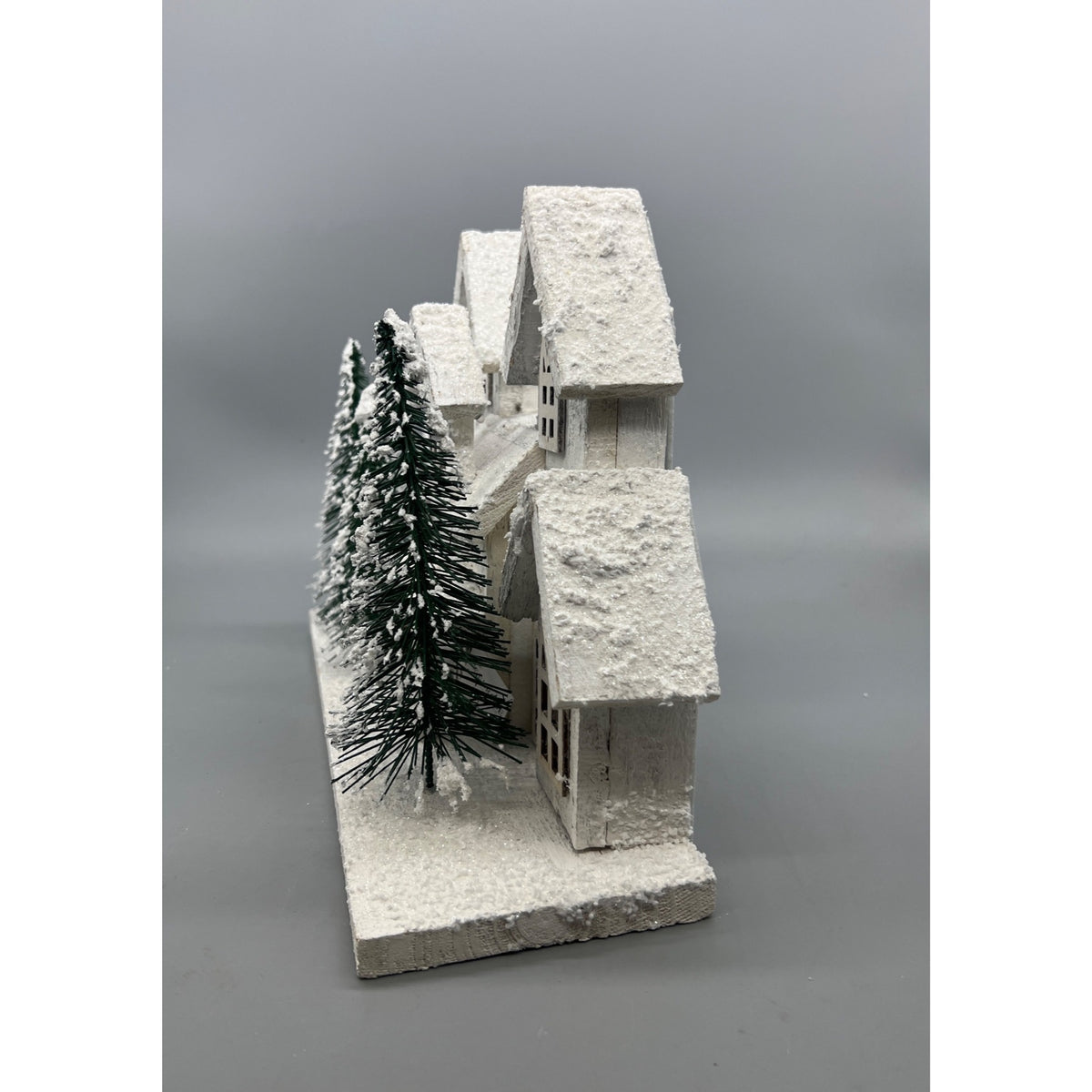 Hand Decorated Rustic Lighted Snowy Christmas Village House with LED Lights,