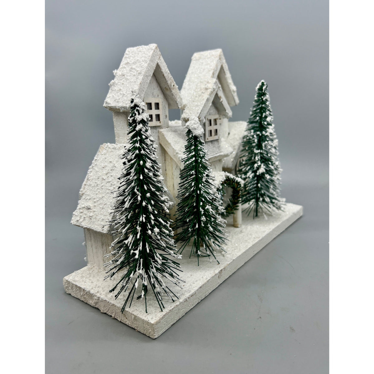 Hand Decorated Rustic Lighted Snowy Christmas Village House with LED Lights,