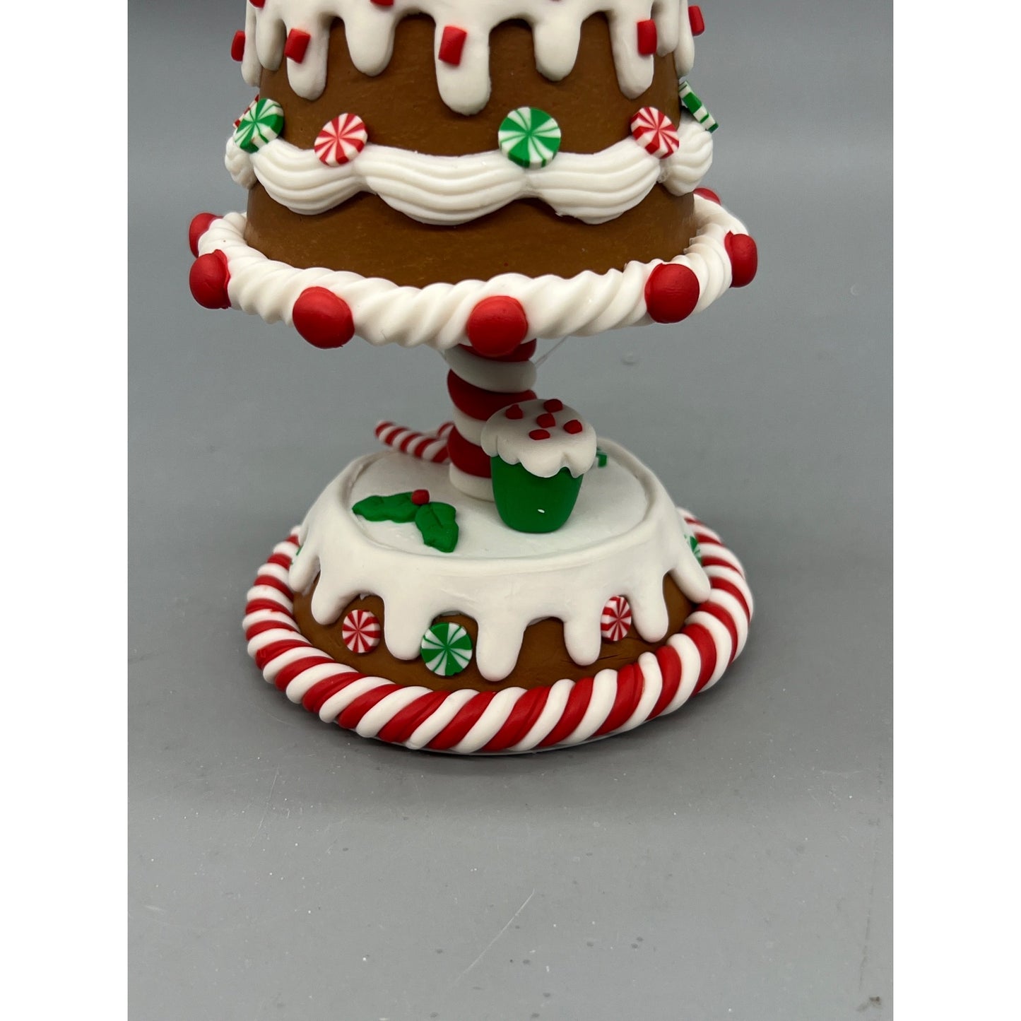 Handcrafted Gingerbread Tree Tabletop Decoration - 11" Tall - Candy Cane & Peppermint Design - Holiday Centerpiece