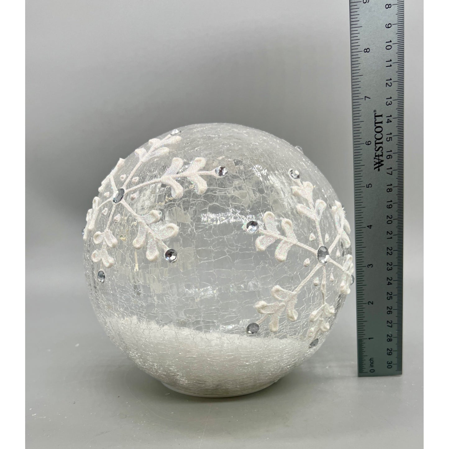 Crackle Glass Snowflake Globe LED Light 6.5" Decorative Frosted Winter Accent