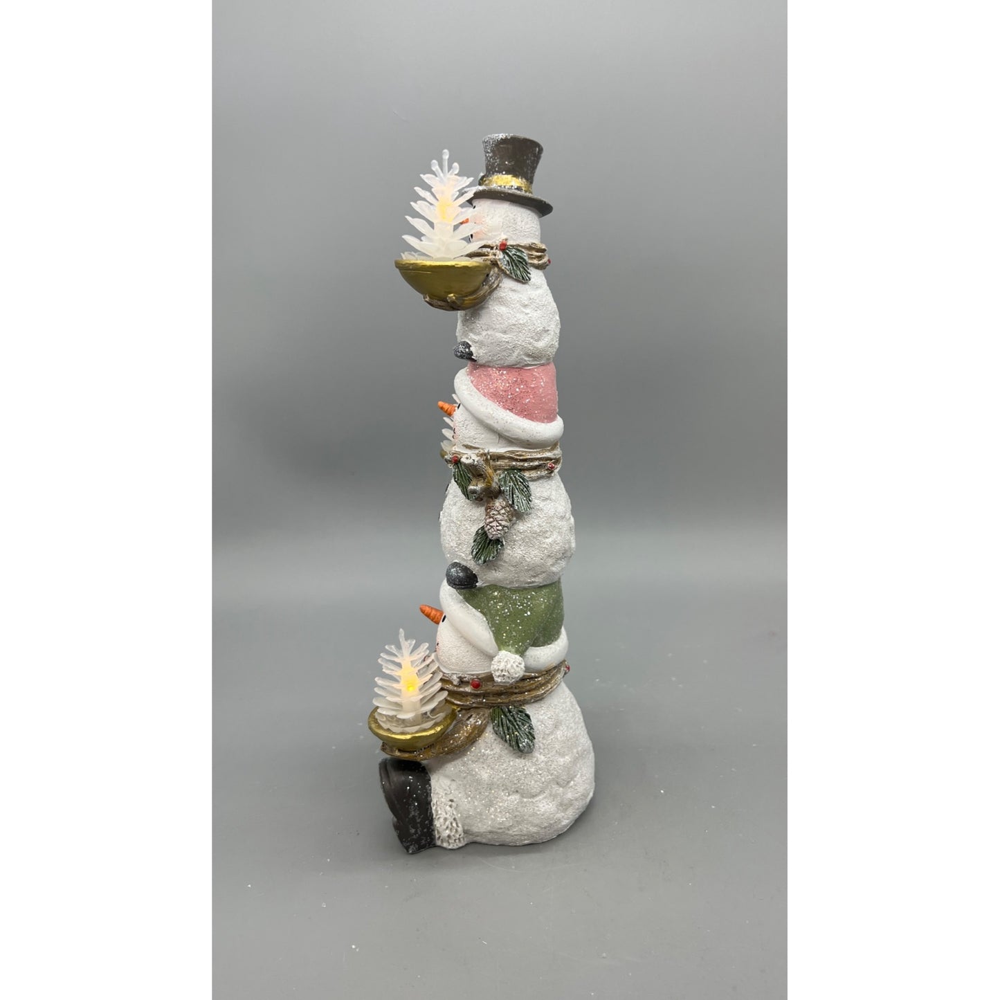 Stacked Snowman Lighted Holiday Decoration  12" Tall  Requires Hand Decorated 2 AAA Batter