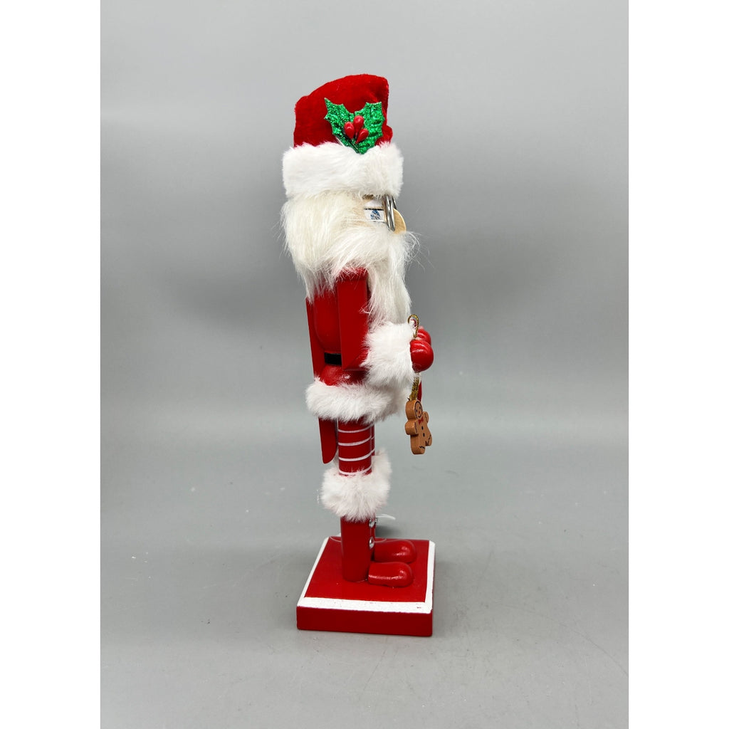 10.5” Santa Nutcracker with Candy Cane & Gingerbread Ornament Christmas Decor