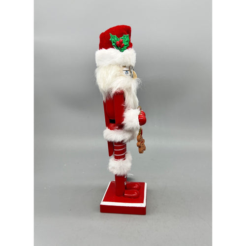 10.5” Santa Nutcracker with Candy Cane & Gingerbread Ornament Christmas Decor