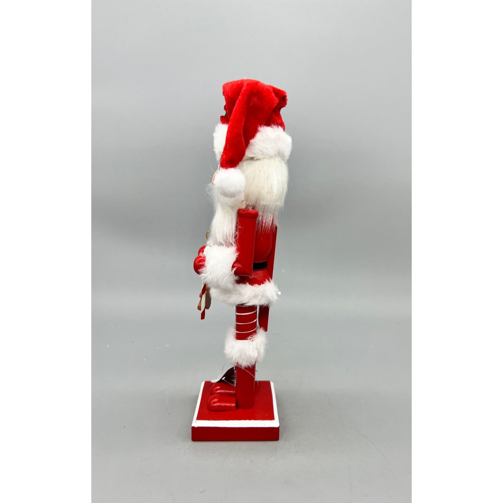 10.5” Santa Nutcracker with Candy Cane & Gingerbread Ornament Christmas Decor