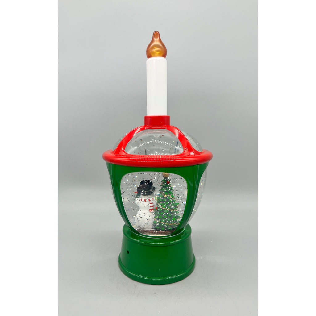 11.5” Lighted Christmas Lantern Snow Globe with Snowman, Deer & Tree Scene
