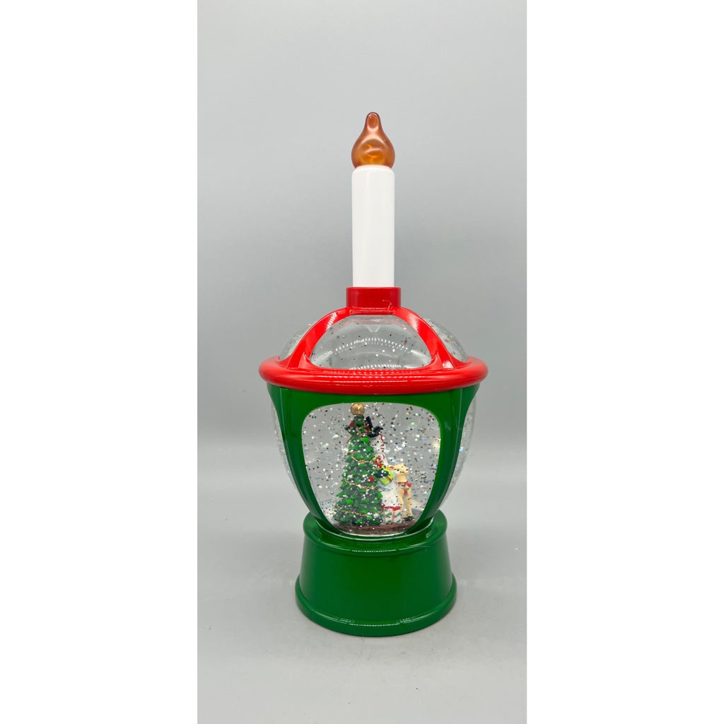 11.5” Lighted Christmas Lantern Snow Globe with Snowman, Deer & Tree Scene