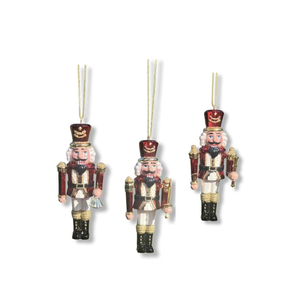 Kurt Adler  Hand Painted Nutcracker Soldier Christmas Glass Ornament – Red and Gold – Sold Separately D4706
