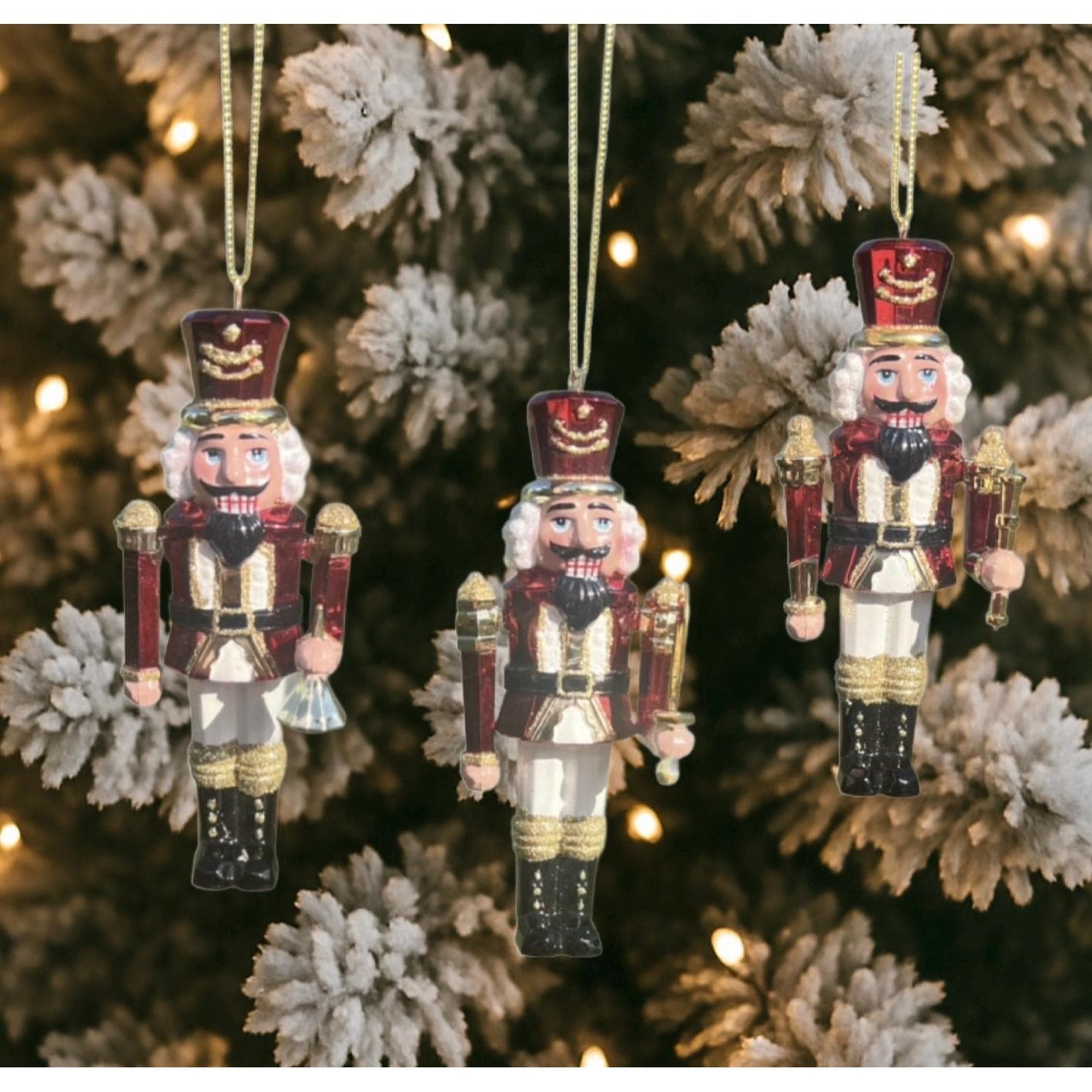 Kurt Adler  Hand Painted Nutcracker Soldier Christmas Glass Ornament – Red and Gold – Sold Separately D4706