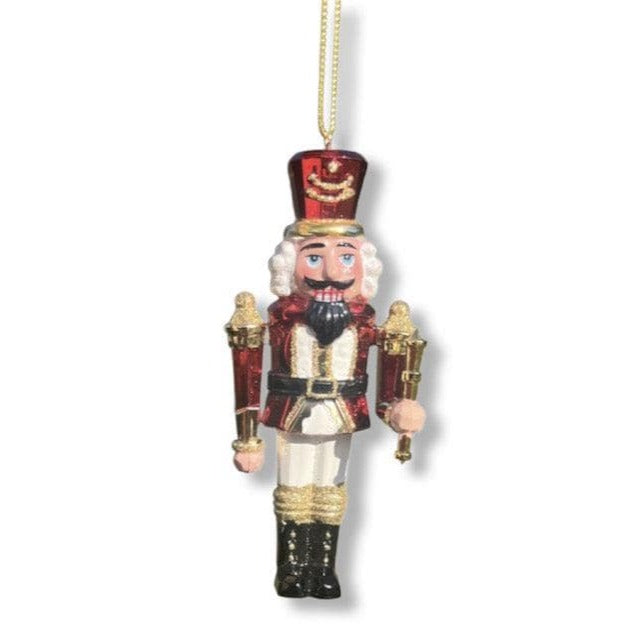 Kurt Adler  Hand Painted Nutcracker Soldier Christmas Glass Ornament – Red and Gold – Sold Separately D4706
