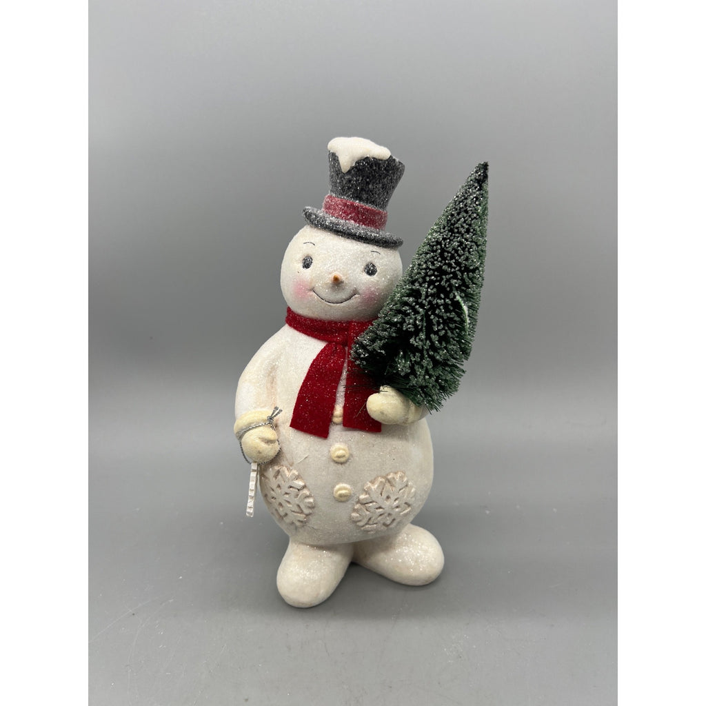 Glitter Snowman Christmas Figurine Holding Tree or Wreath – Sold Separately