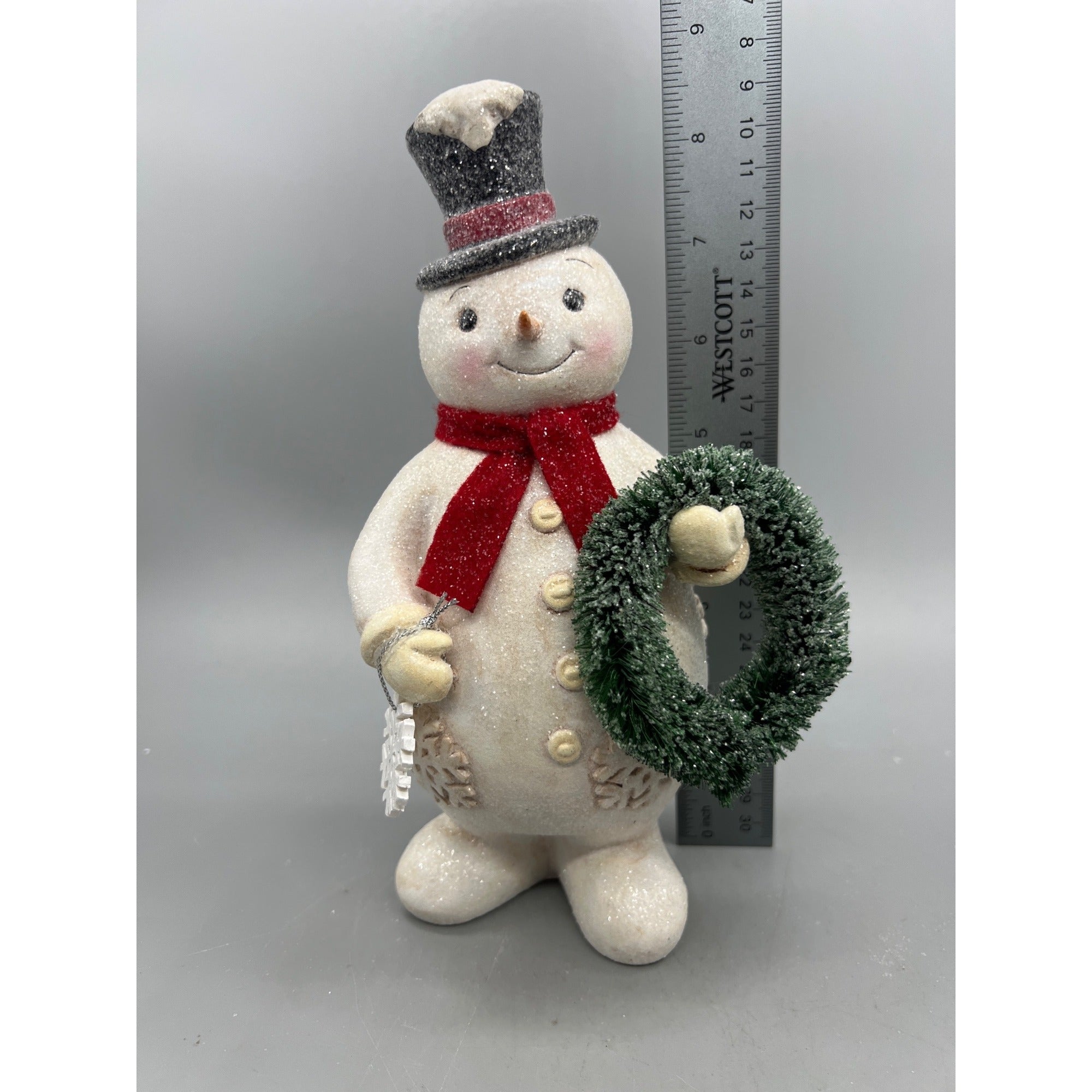 Glitter Snowman Christmas Figurine Holding Tree or Wreath – Sold Separately