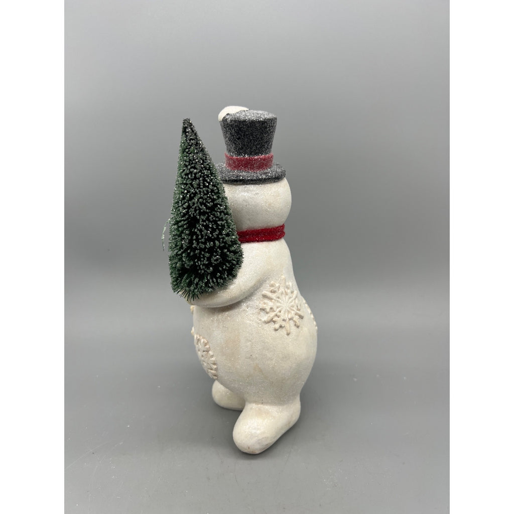 Glitter Snowman Christmas Figurine Holding Tree or Wreath – Sold Separately