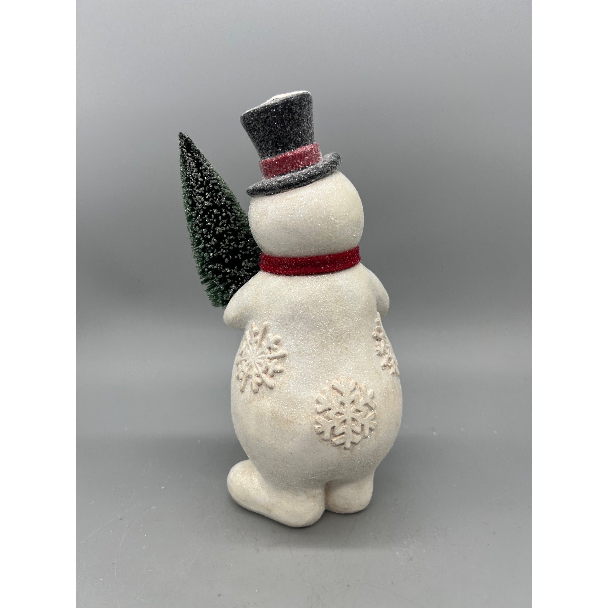 Glitter Snowman Christmas Figurine Holding Tree or Wreath – Sold Separately