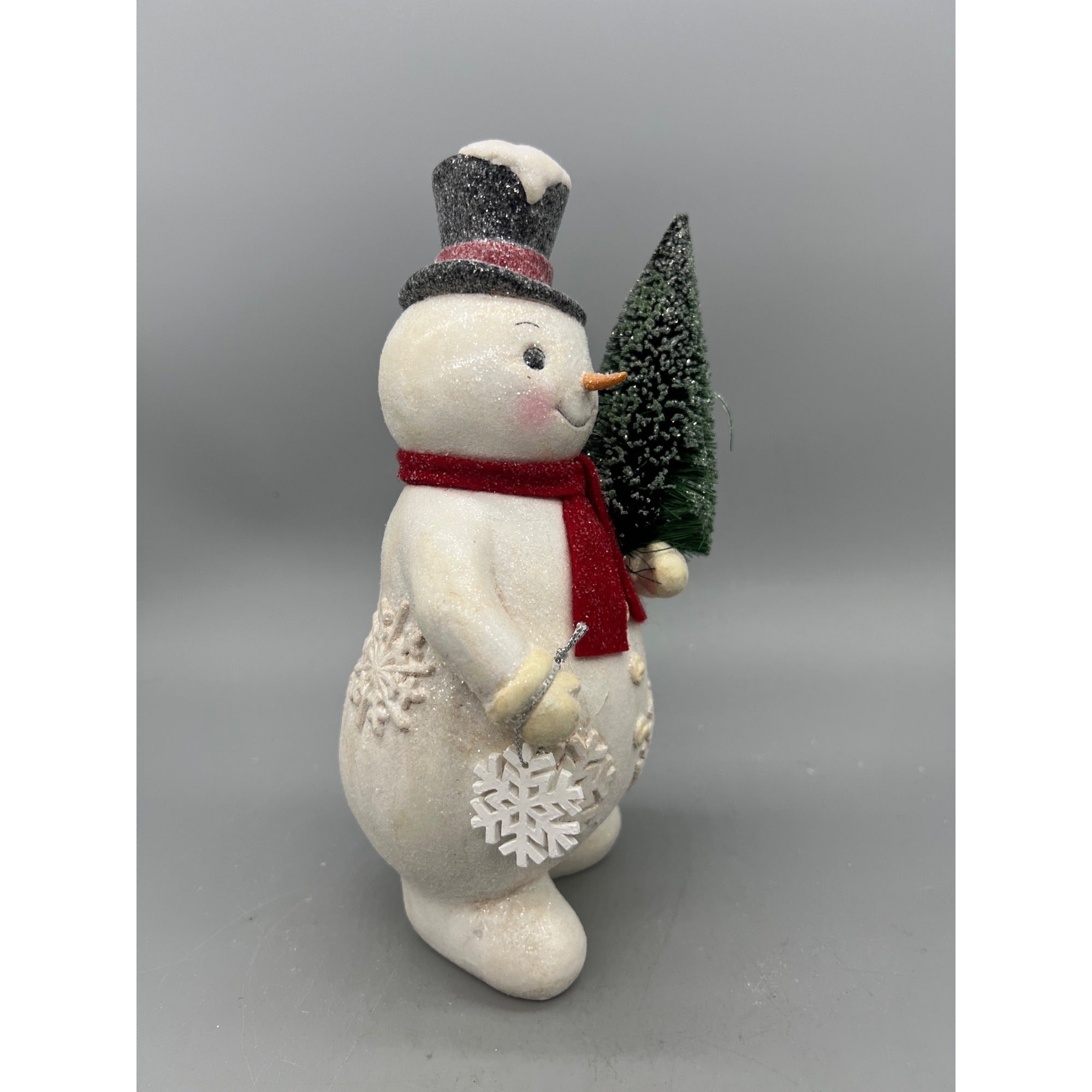 Glitter Snowman Christmas Figurine Holding Tree or Wreath – Sold Separately