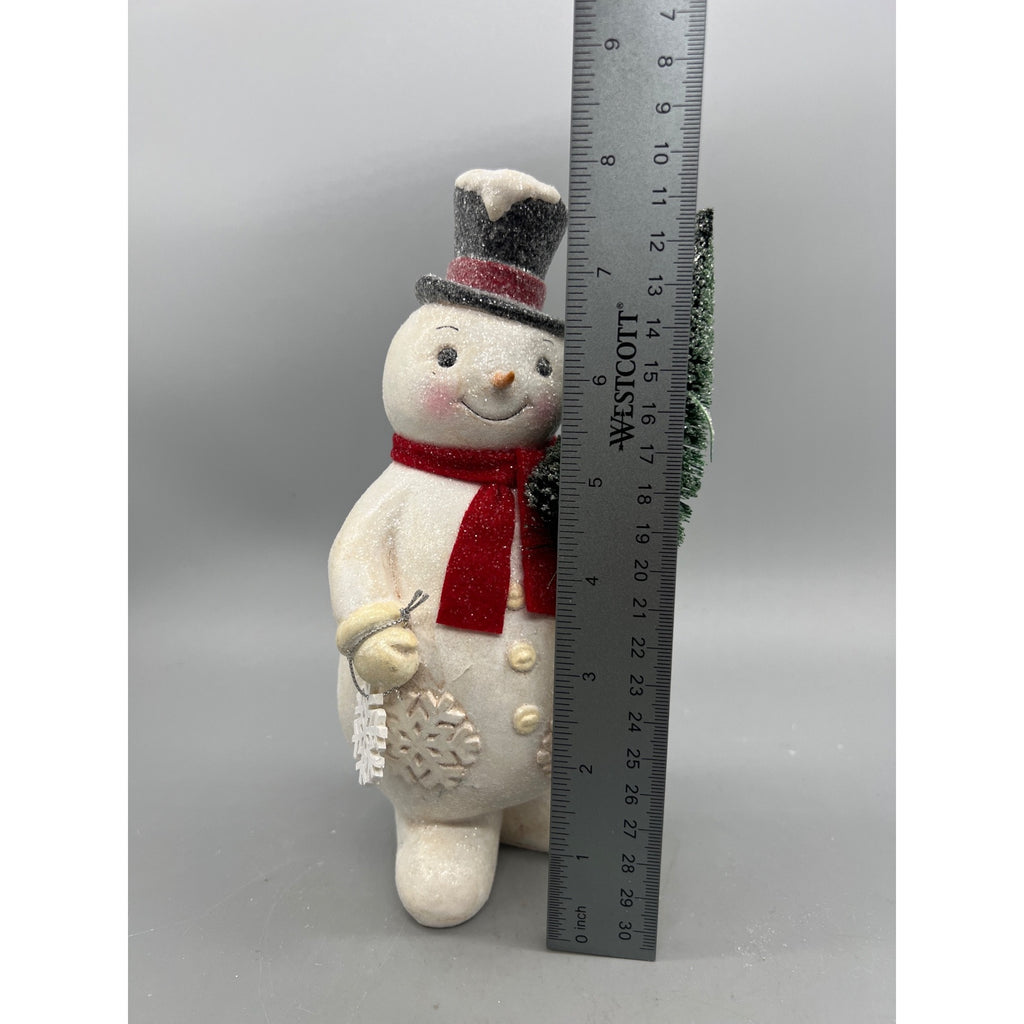 Glitter Snowman Christmas Figurine Holding Tree or Wreath – Sold Separately