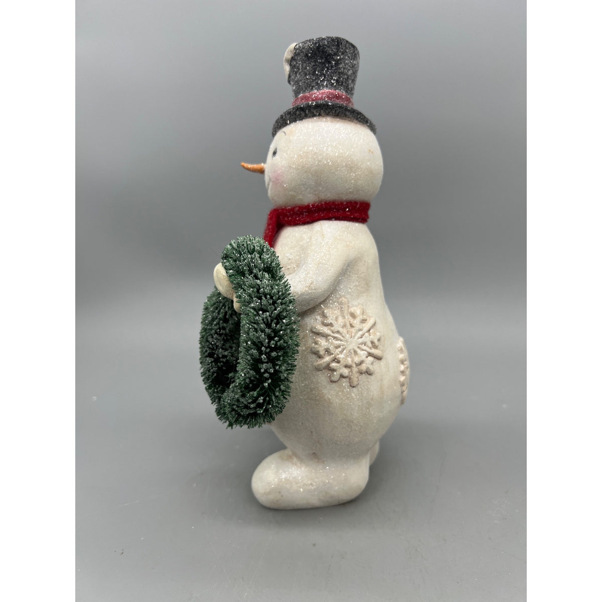 Glitter Snowman Christmas Figurine Holding Tree or Wreath – Sold Separately