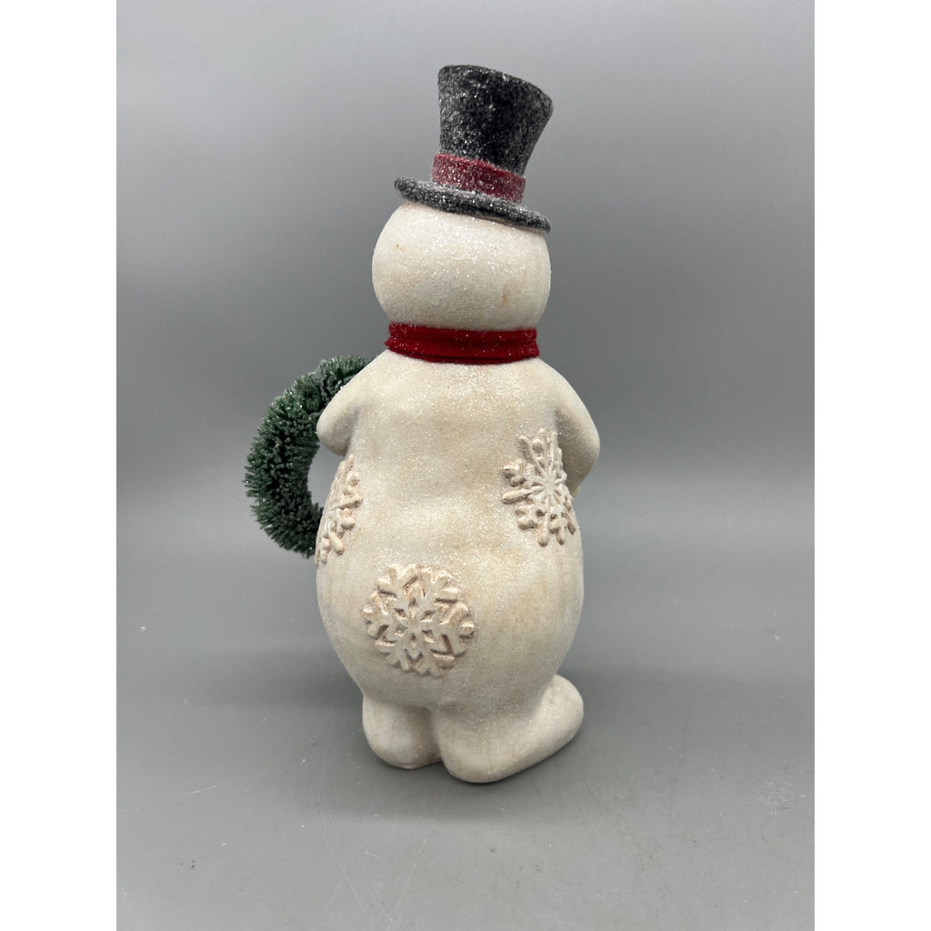Glitter Snowman Christmas Figurine Holding Tree or Wreath – Sold Separately