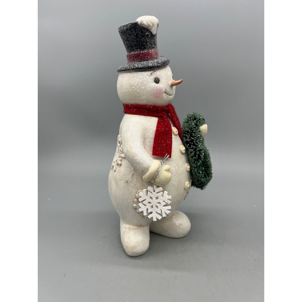 Glitter Snowman Christmas Figurine Holding Tree or Wreath – Sold Separately