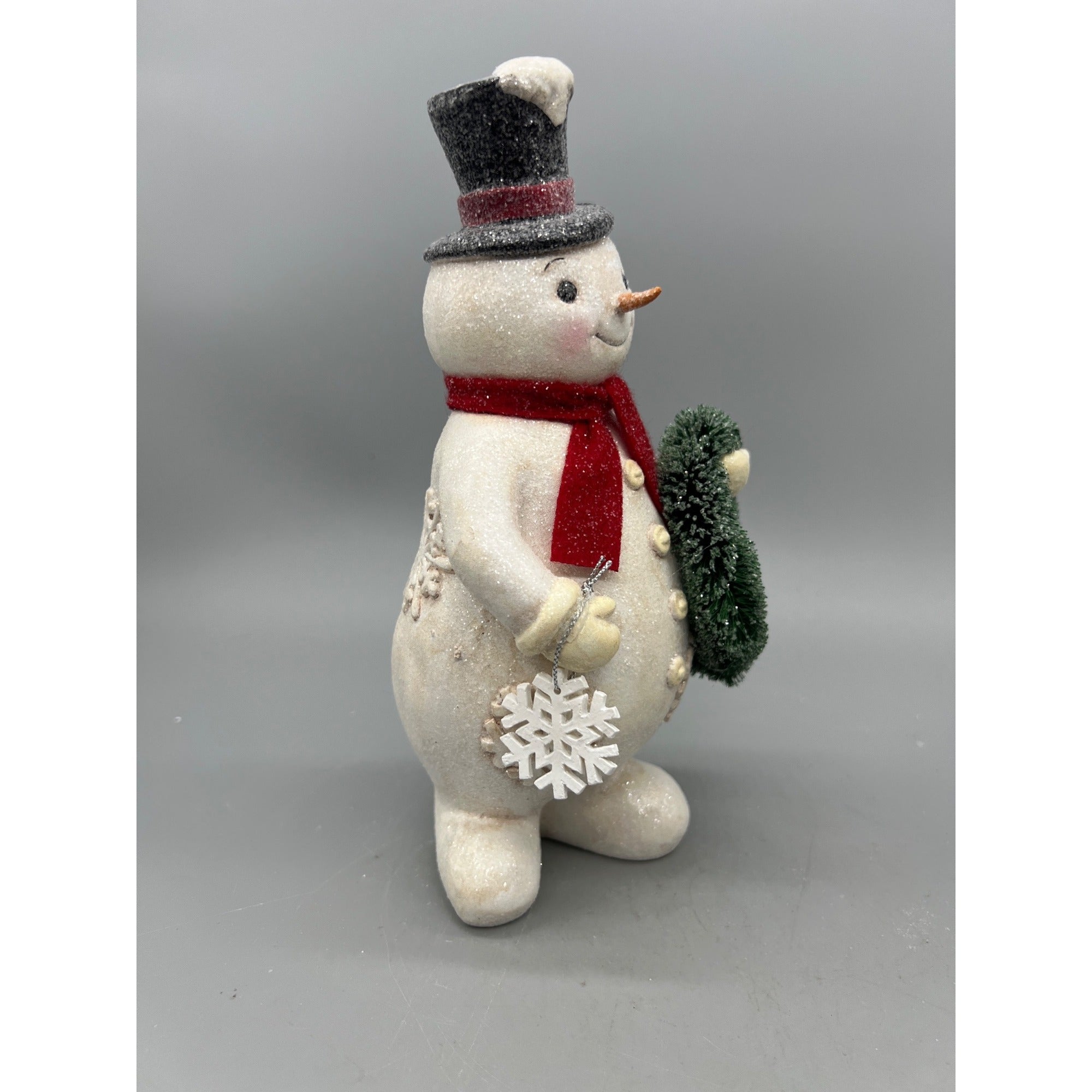 Glitter Snowman Christmas Figurine Holding Tree or Wreath – Sold Separately
