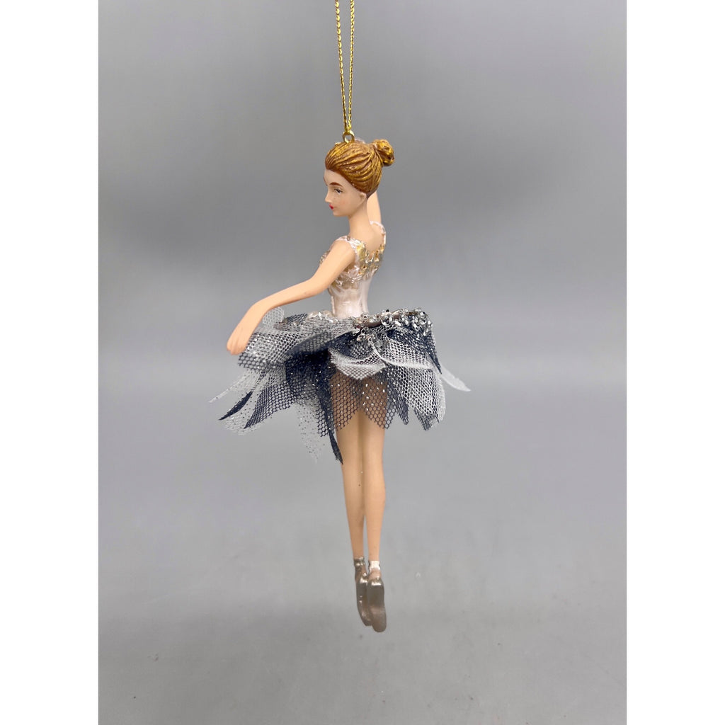 Kurt Adler Silver & White Ballerina Christmas Ornaments with Tulle Tutus – 3 Styles, Sold Separately