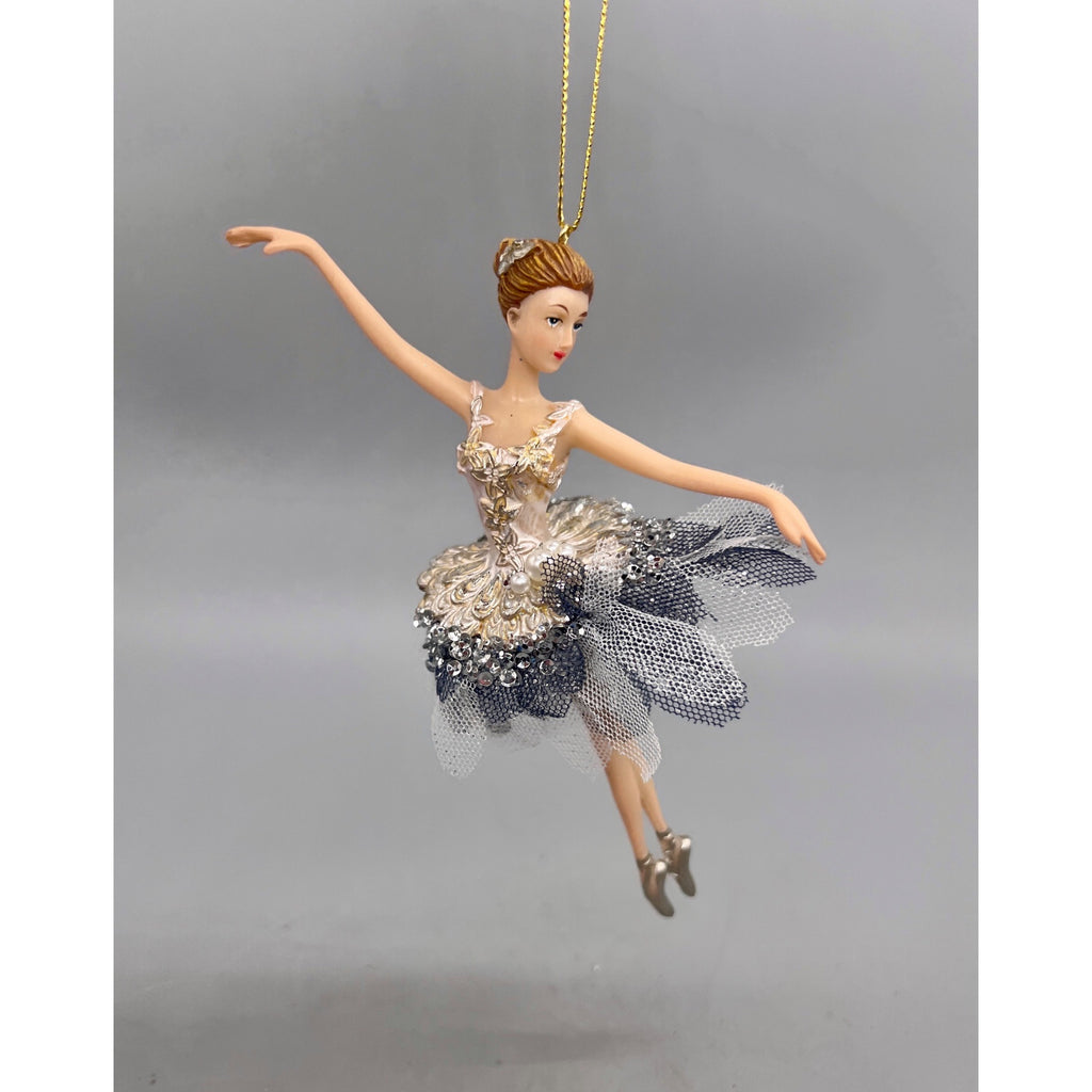 Kurt Adler Silver & White Ballerina Christmas Ornaments with Tulle Tutus – 3 Styles, Sold Separately