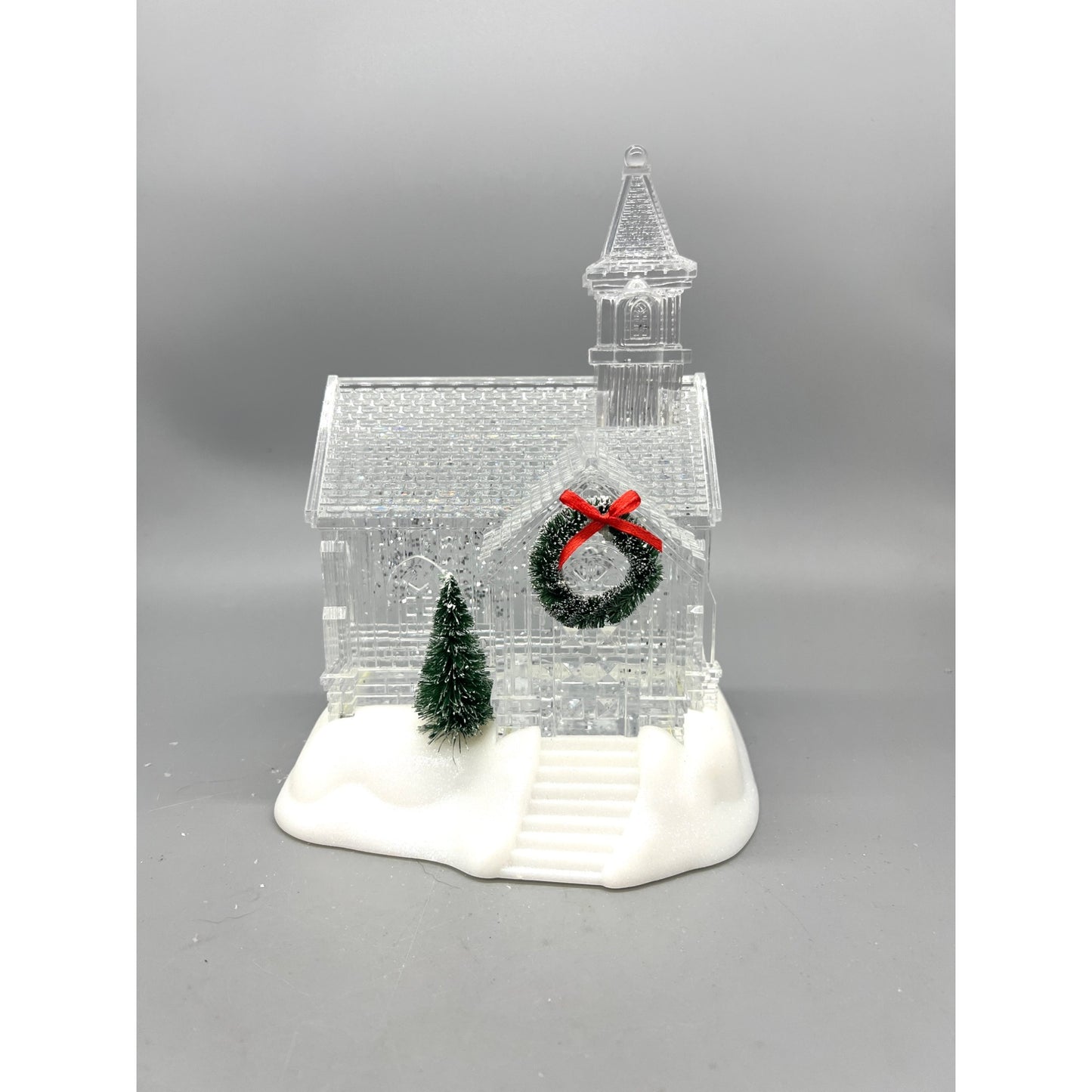 9" Clear Acrylic LED Light-Up Church Decoration With Spinning Water & Timer