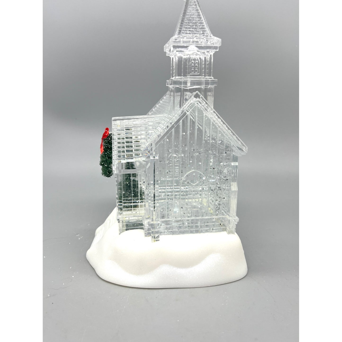 9" Clear Acrylic LED Light-Up Church Decoration With Spinning Water & Timer