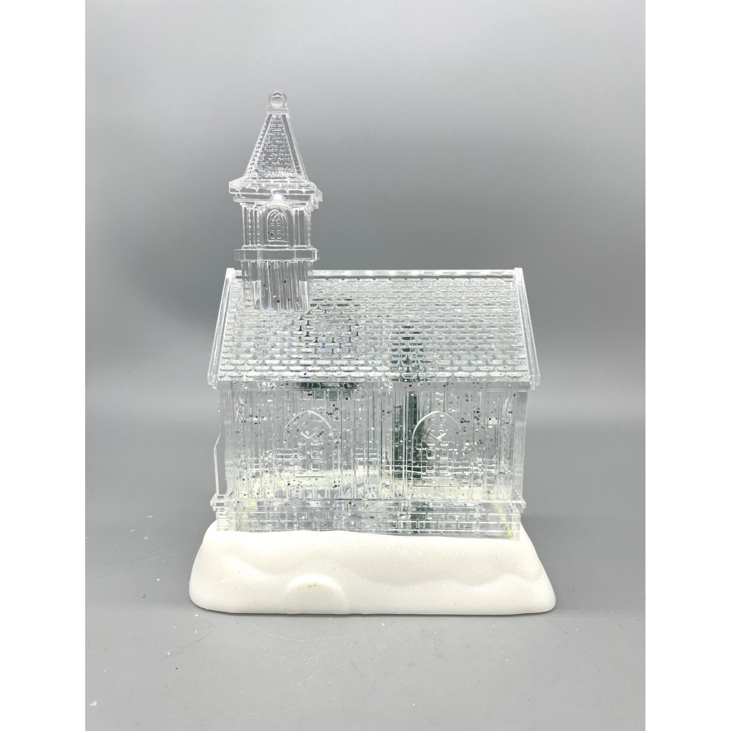 9" Clear Acrylic LED Light-Up Church Decoration With Spinning Water & Timer