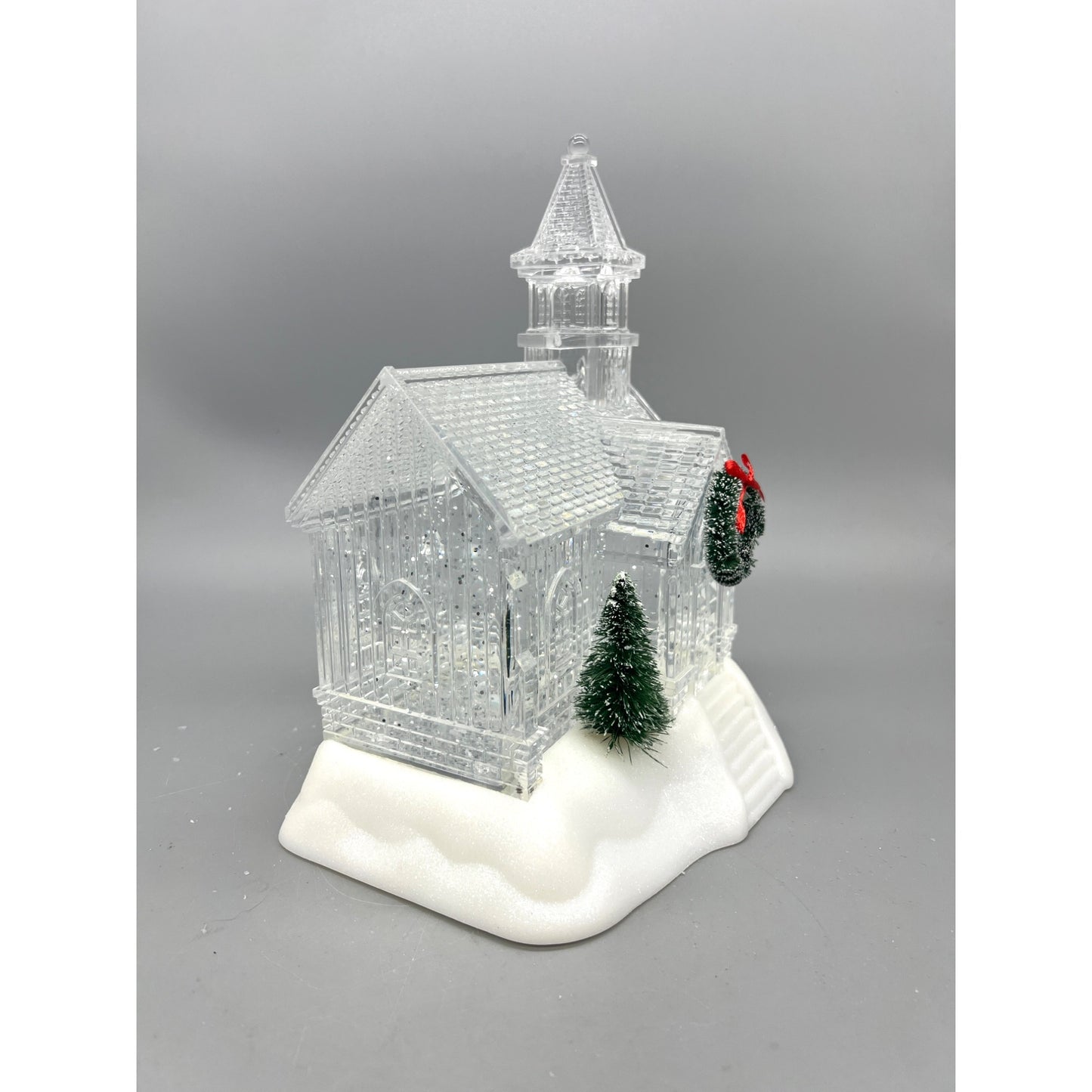 9" Clear Acrylic LED Light-Up Church Decoration With Spinning Water & Timer